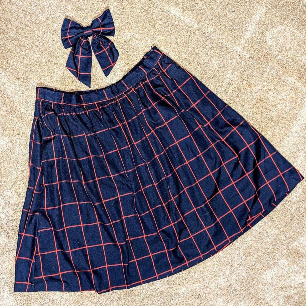 Modcloth plaid flannel skirt w/ removable bow - Size 2X